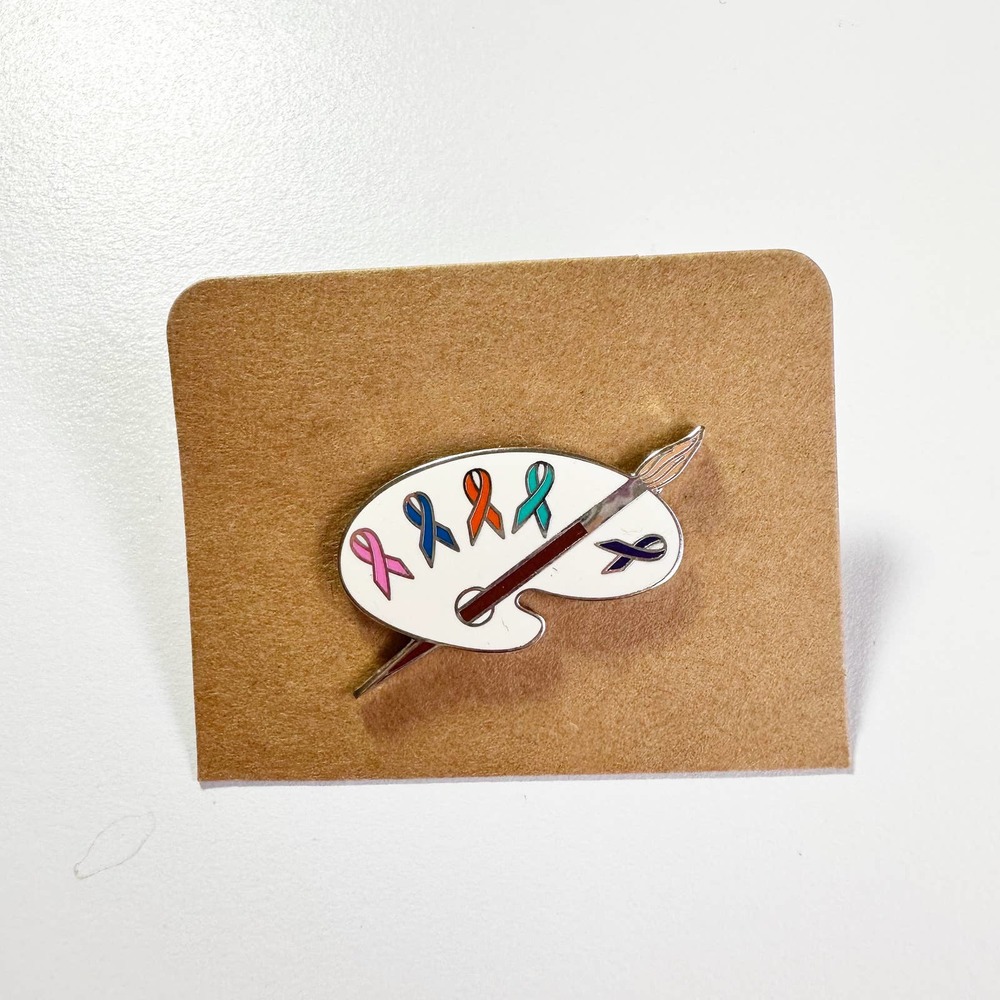 All Cancers Paint Pallet Support Ribbons Pin